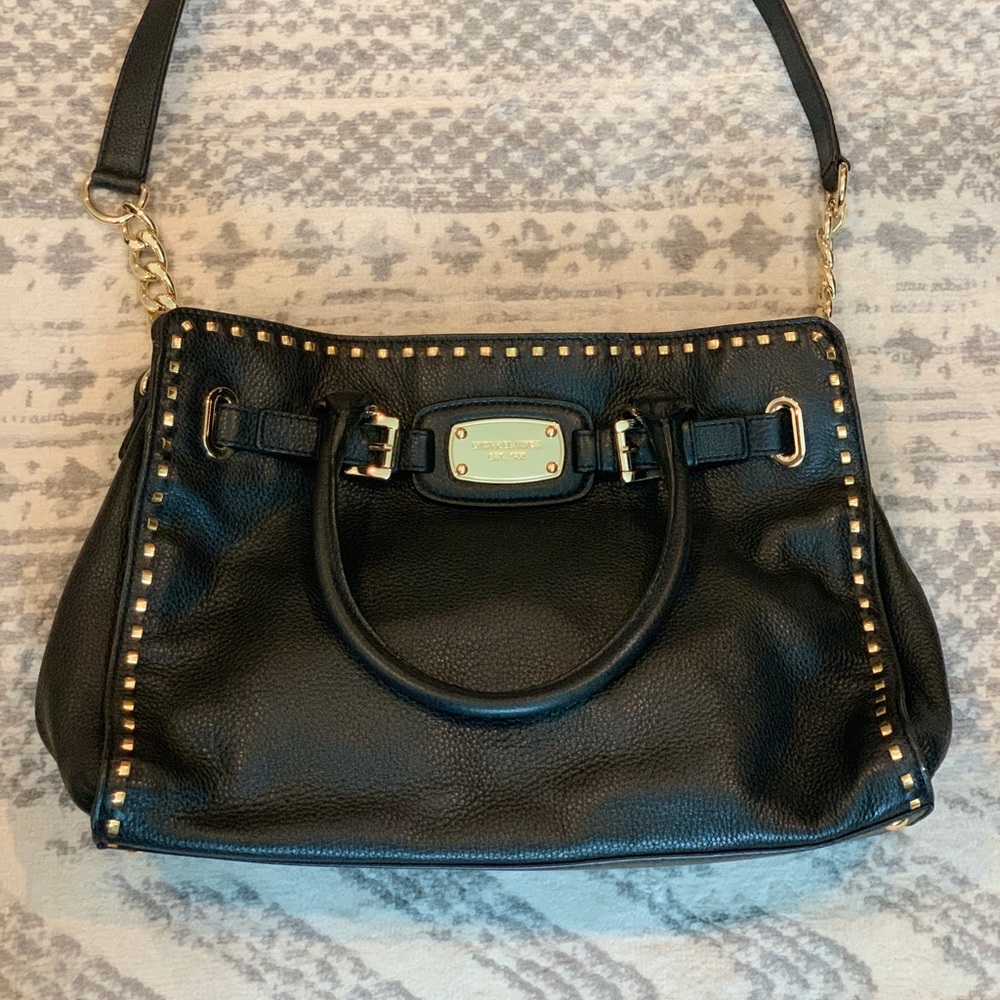 Michael Kors black leather Hamilton purse